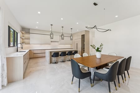 Modern kitchen update with spacious dining area by DesignLab in Potomac, Maryland