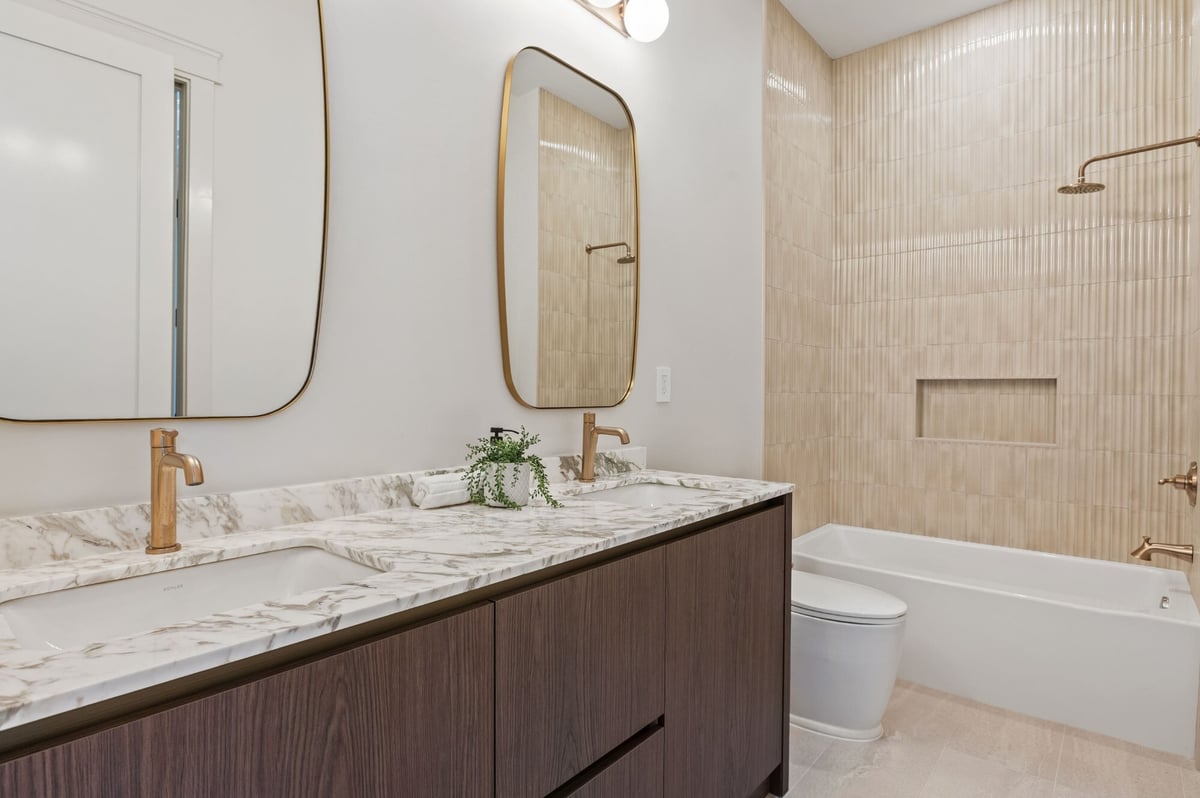 bathroom remodel with double sink vanity in dc home renovation