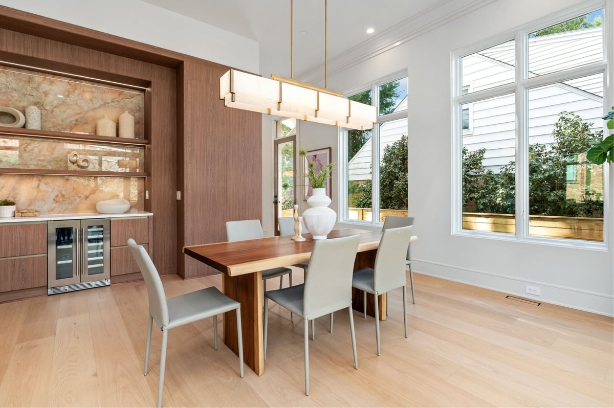 dining area with wet bar in a luxury remodel in dc