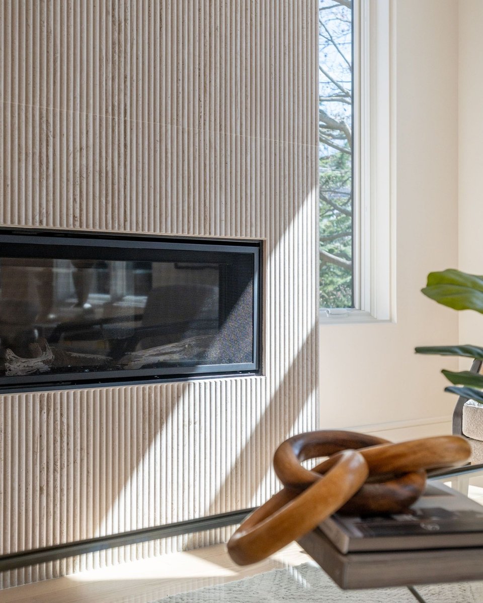 fluted wood fireplace