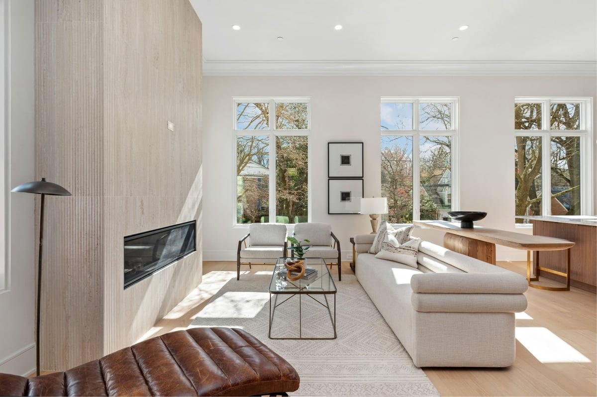 living room remodel with luxury warm finishes