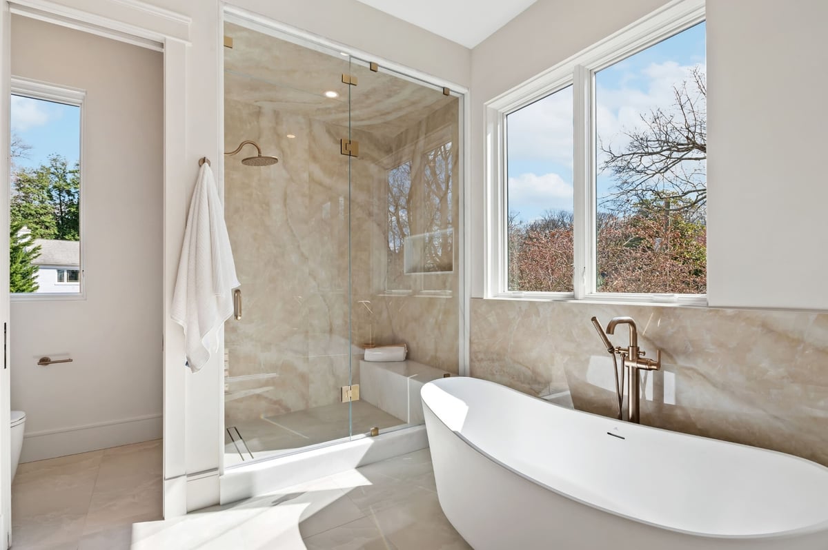 master bathroom renovation with soaking tub and walk in shower