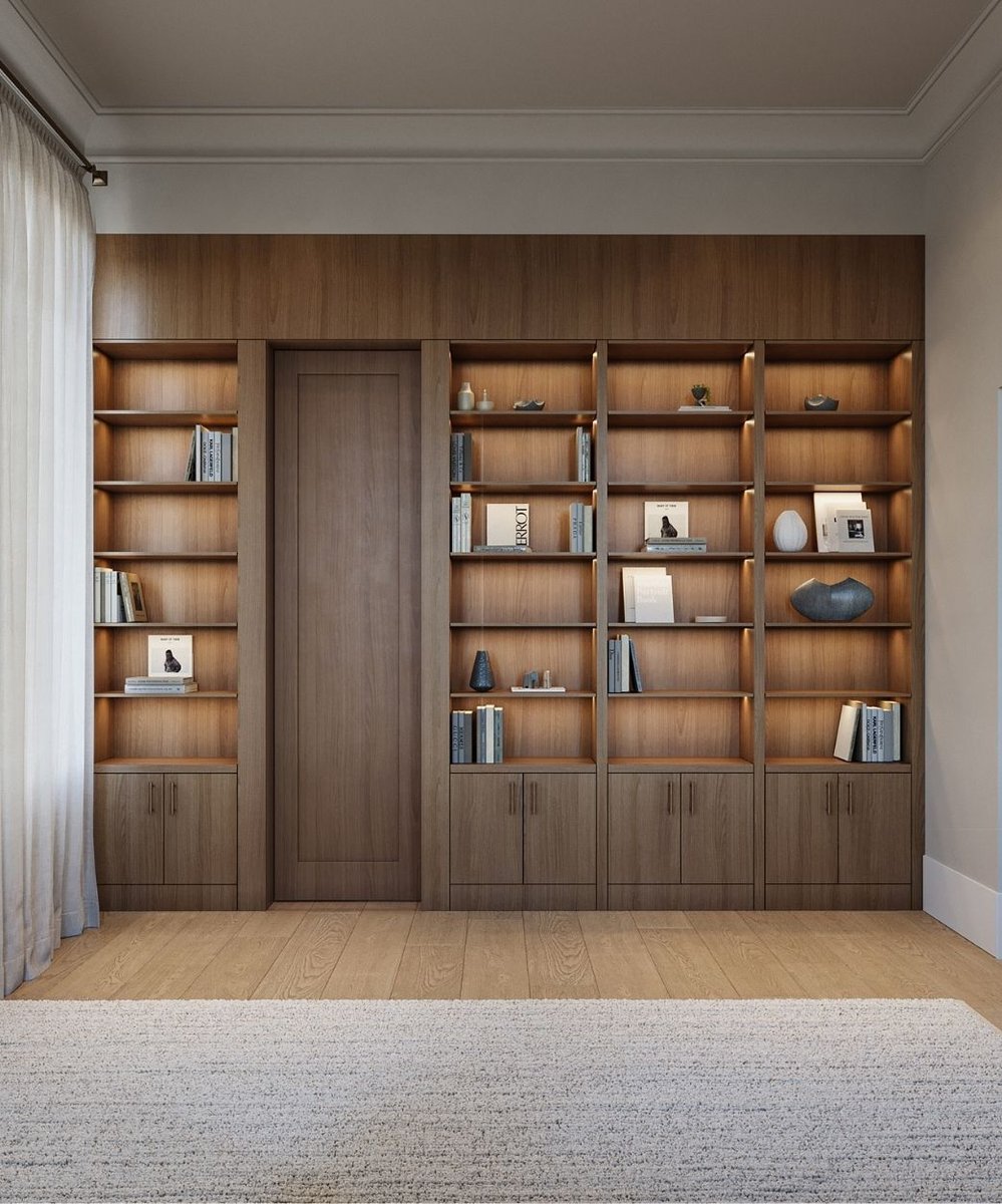 custom built in shelves and cabinets for modern home office