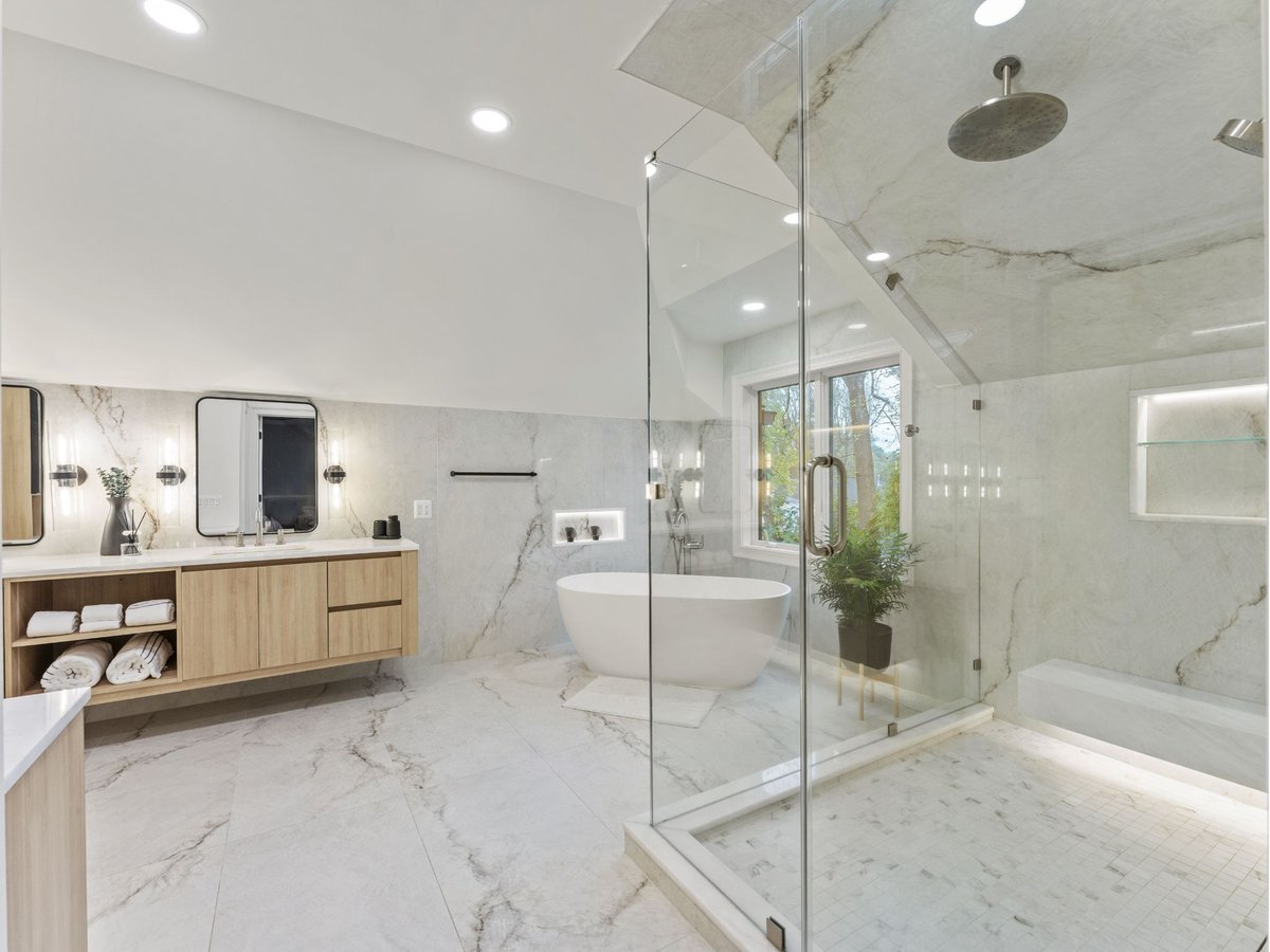 Luxury bathroom remodel in washington dc with large walk in shower
