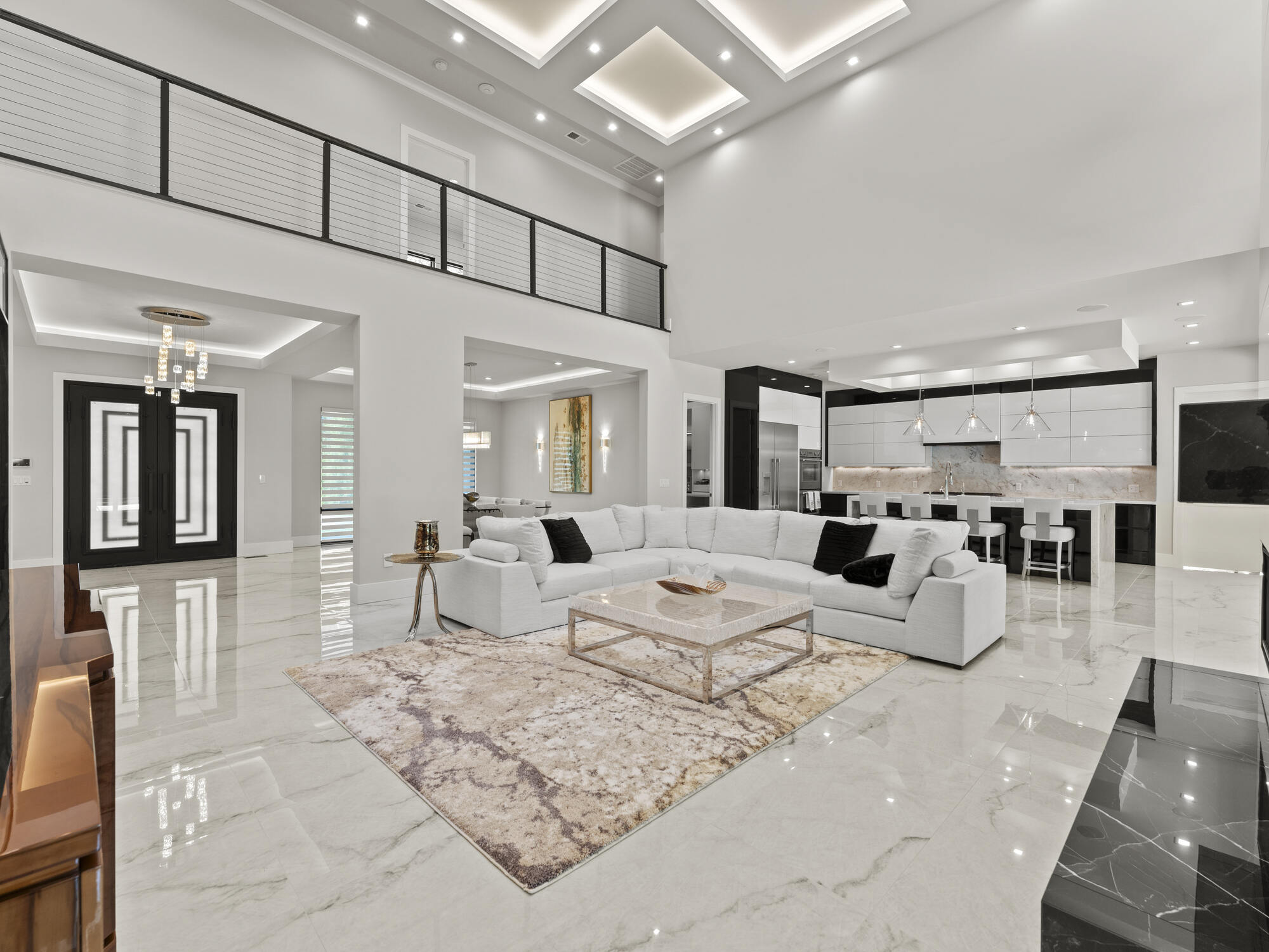 Stylish open floor plan with kitchen and living area in DesignLabs Northern Virginia home renovation